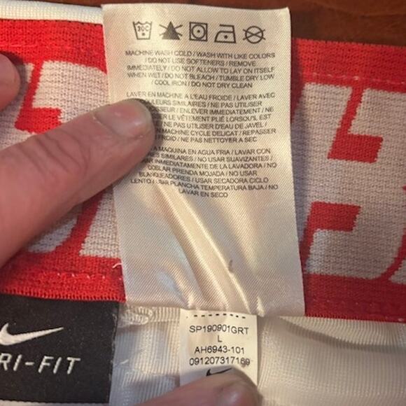 Nike Baseball Softball Pants Uniform White and Red Dri-fit Pockets Men's L - Picture 10 of 11